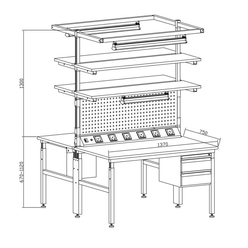 Adjustable Double Side ESD Workbench | Anti-Static Table