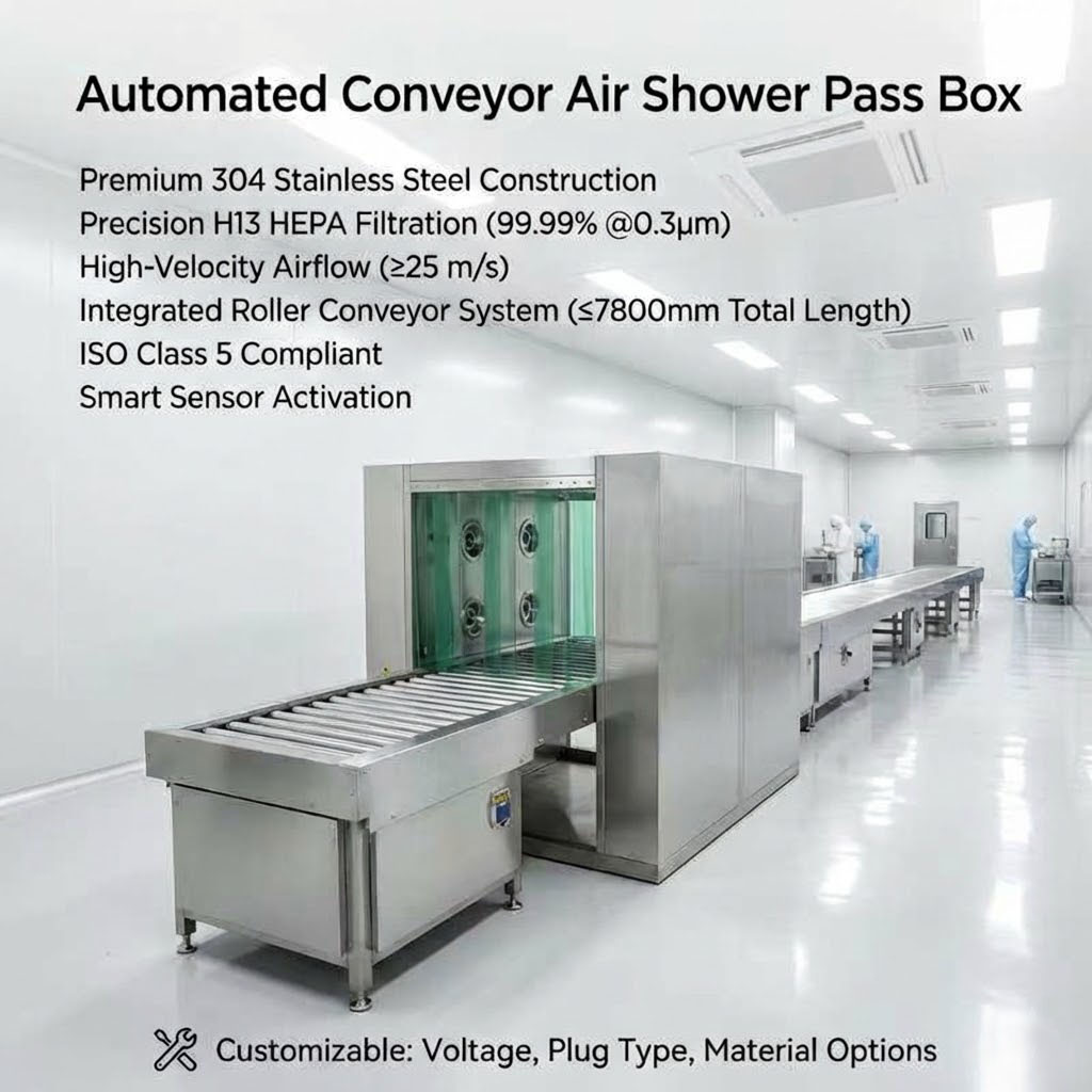 Automatic Cleanroom Air Shower Conveyor Line