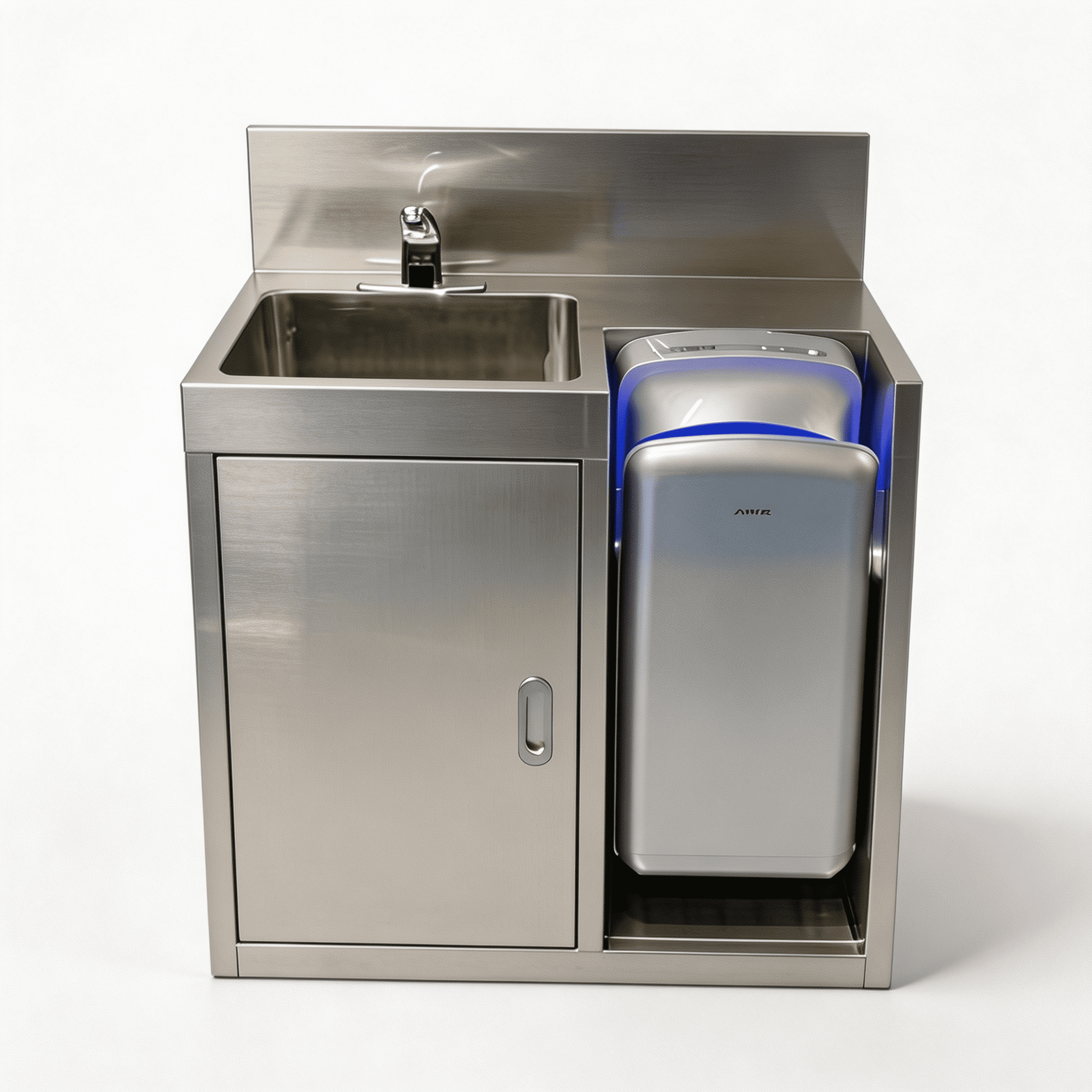 Hands-free cleanroom hand washing station for gowning area